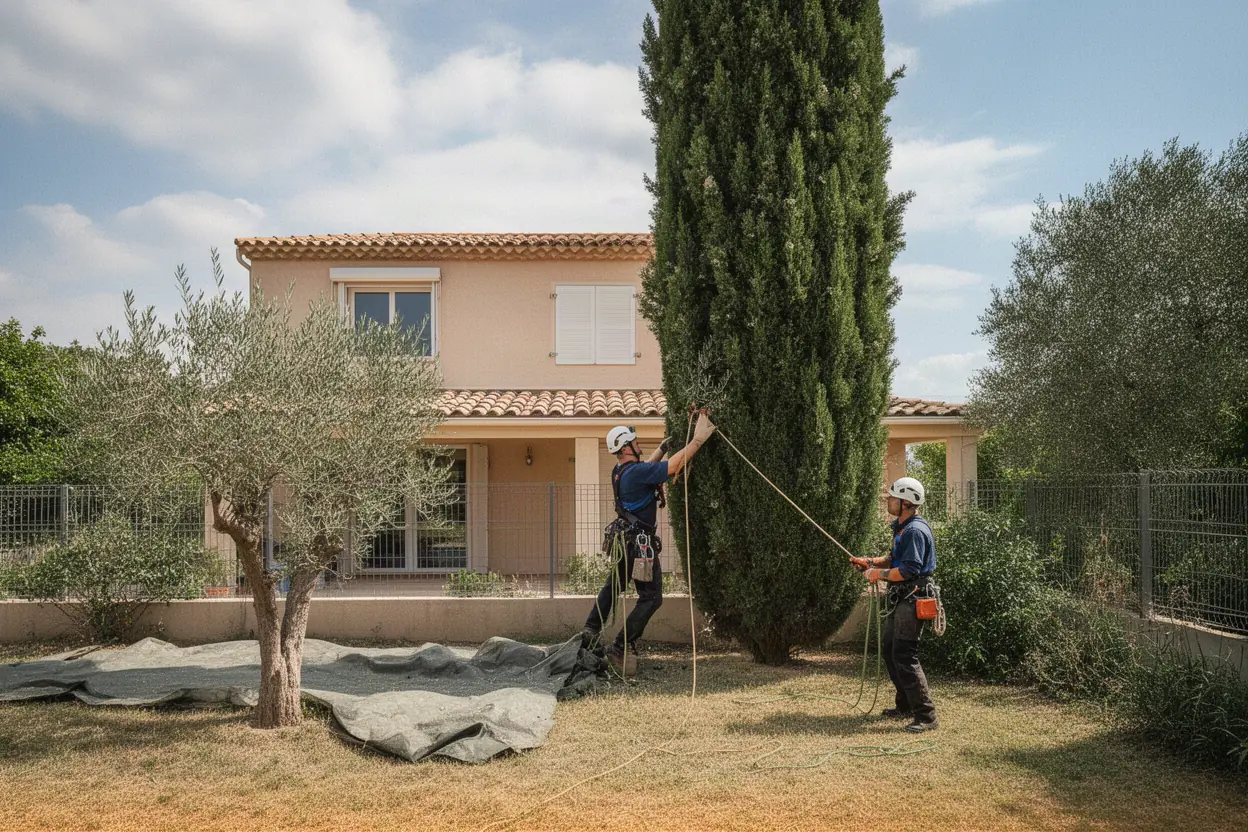 Abattage contrôlé près d’une maison à La Bayorre Hyères