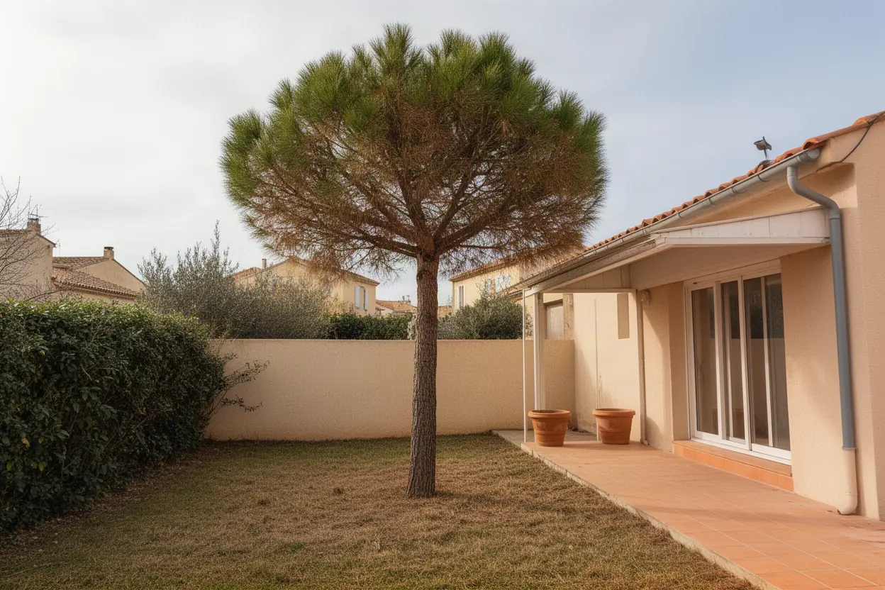 Pin dangereux dominant une terrasse à Toulon