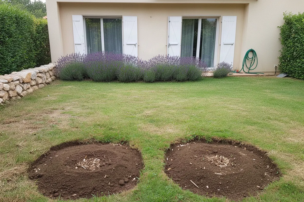 Sol préparé pour gazon après dessouchage à Hyères