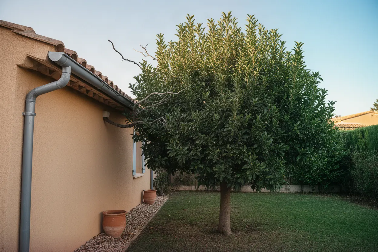 Branches sur toiture avant taille à La Valette-du-Var
