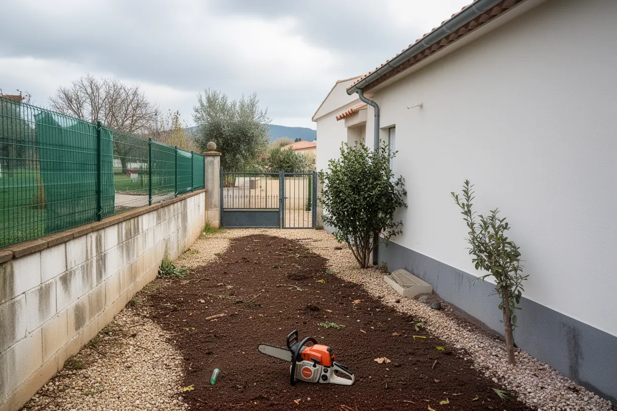 Jardin dégagé après coupe urgente à Ollioules